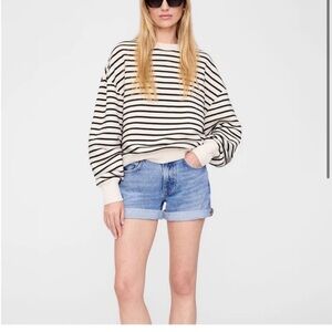 Anine Bing Women's Ivory/Black Striped Dean Sweatshirt